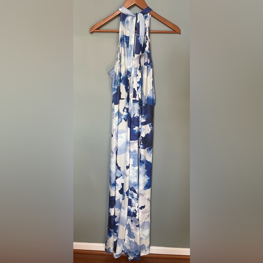 STYLEWORD Women's Halter Neck Tie Back Blue Floral Maxi Dress size XL - Picture 5 of 9